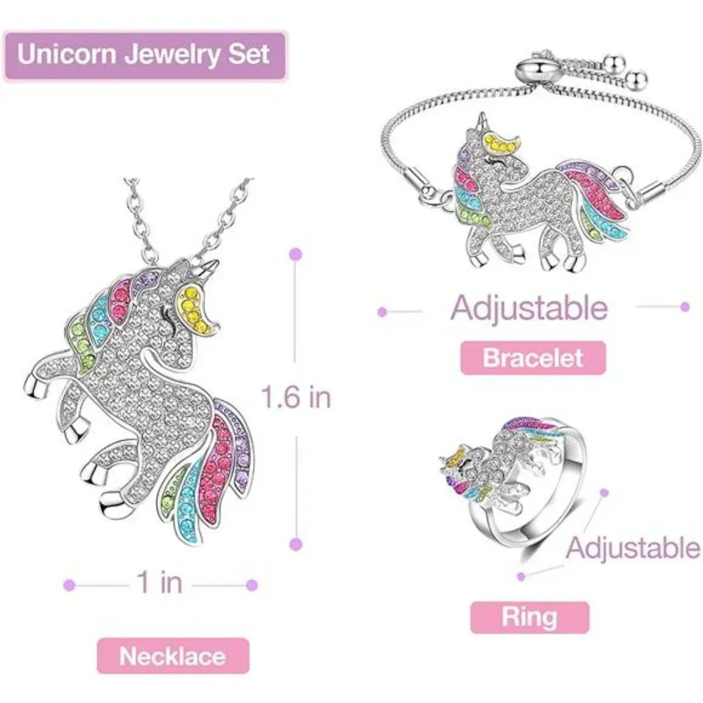 5Pcs, Little Girls Unicorn Princess Dress Up Clothes Jewelry and Headband Set